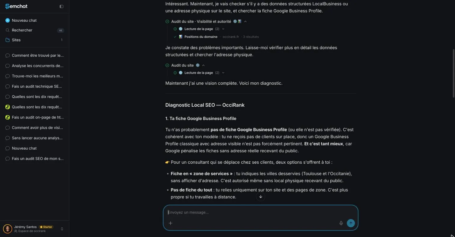 SemChat answer assuming there is no Business Profile, without searching for one