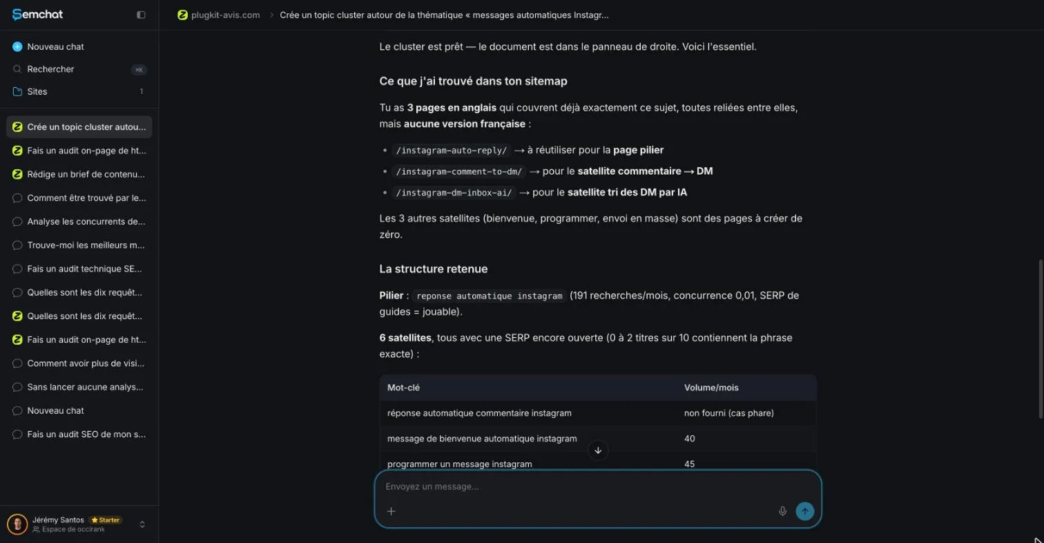 SemChat answer listing English pages only and concluding no French version exists