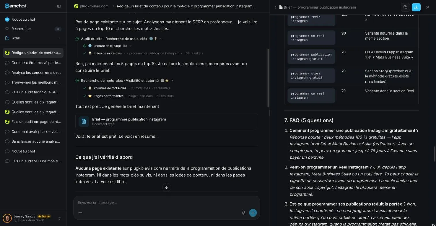 Questions fréquentes du brief de SemChat, dont une réponse sur la portée sans source