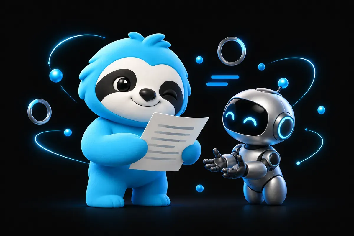 Brief SEO automatique : paresseux qui relit un plan d’article avant de le confier
