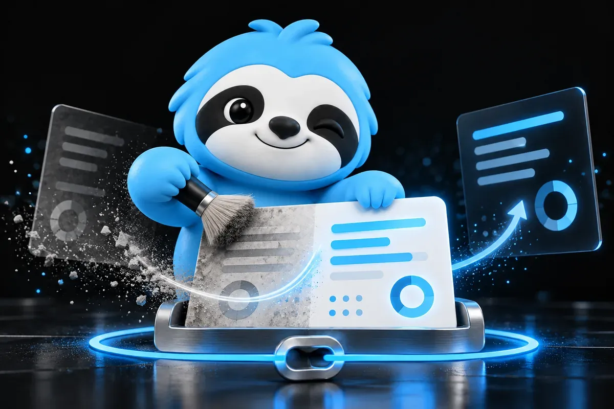 How to update old blog posts: a sloth dusts off an old article and rewrites it