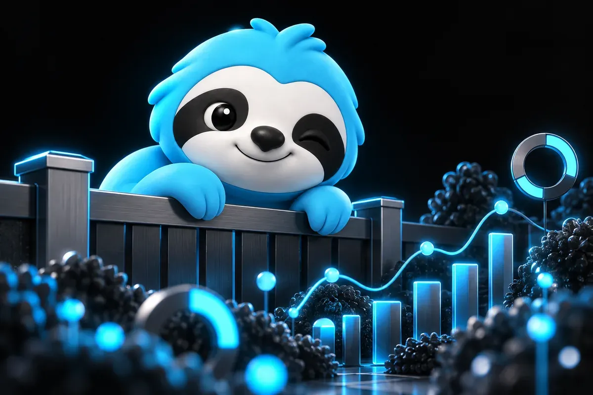 Competitor keyword research: a sloth peeks over a fence at a neighbor’s garden