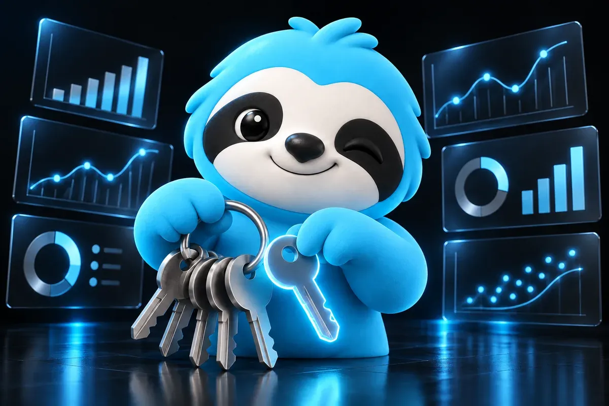 How to choose keywords for SEO: a sloth picks the right key from a ring