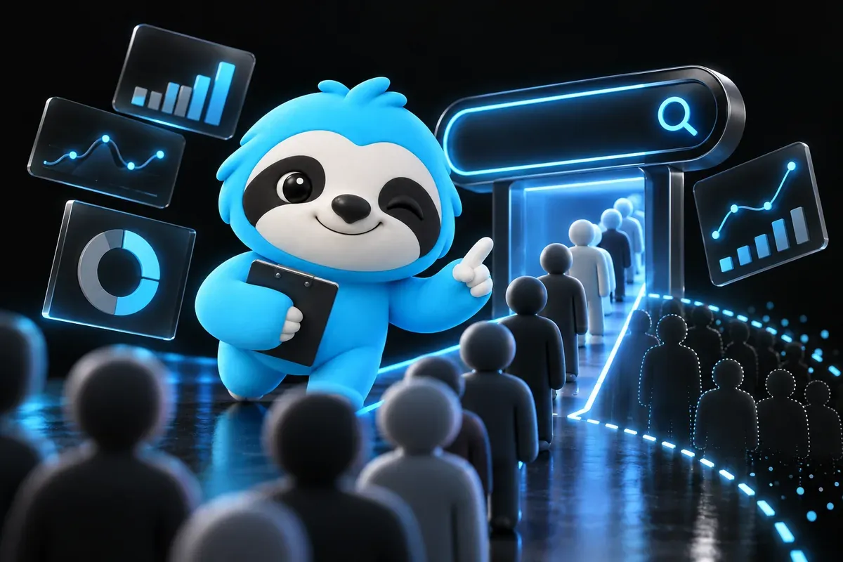 Search volume as a crowd: a sloth counts people lining up at a search box