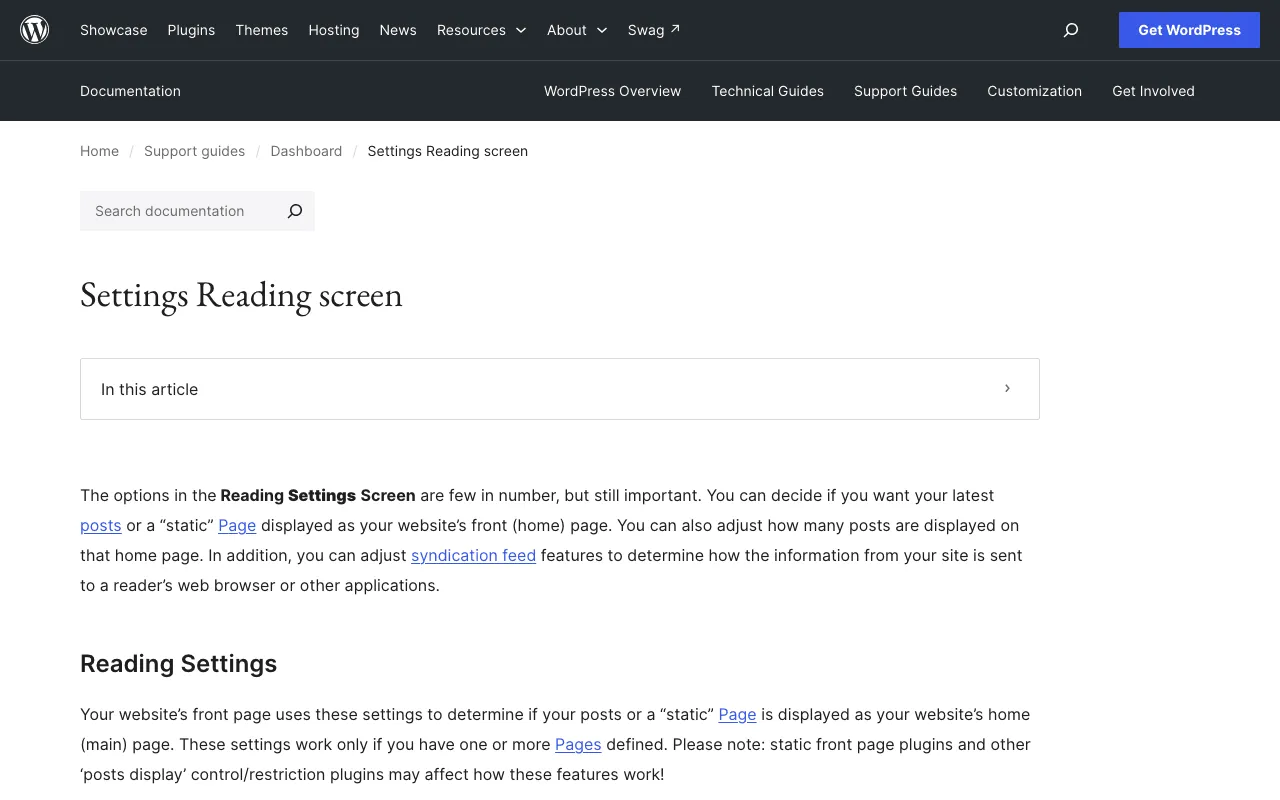 SEO WordPress : documentation sur les réglages de lecture et la case de visibilité du site