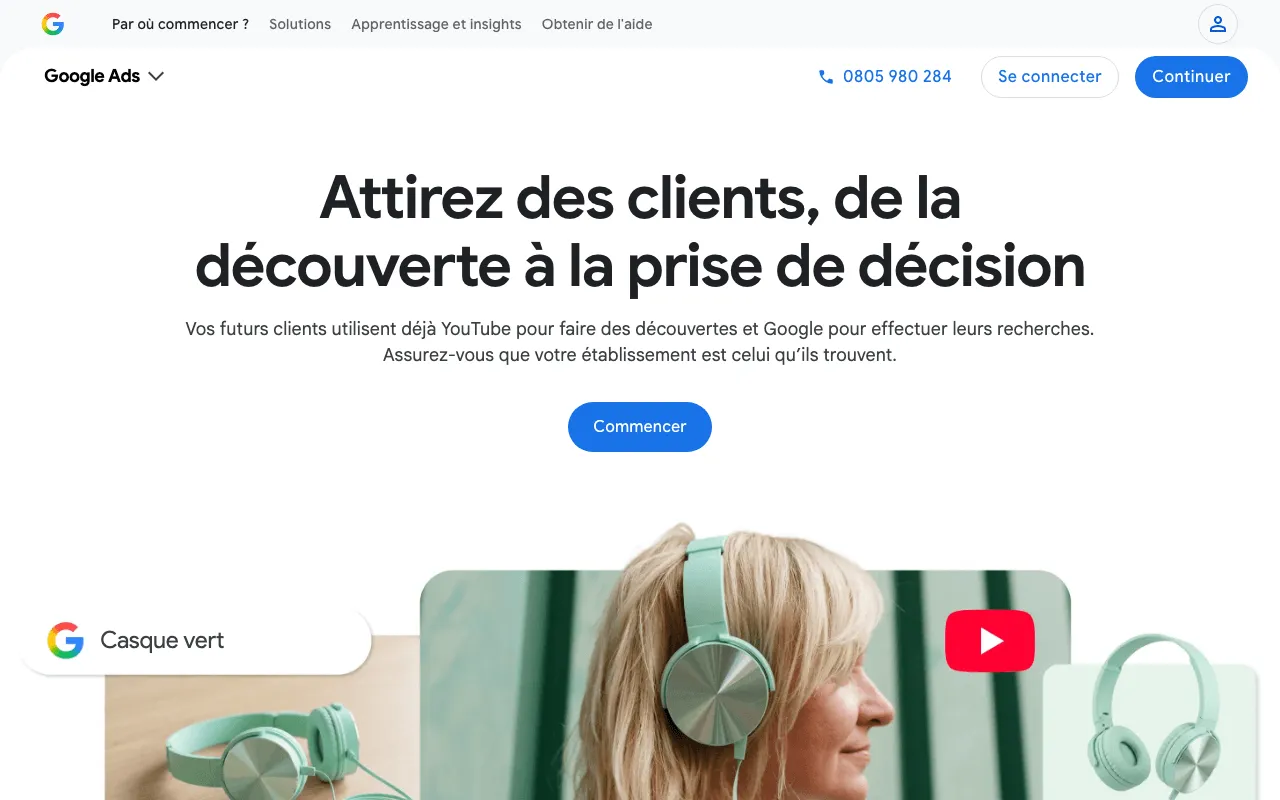 Page de présentation de Google Ads, la publicité payante dans les résultats de Google