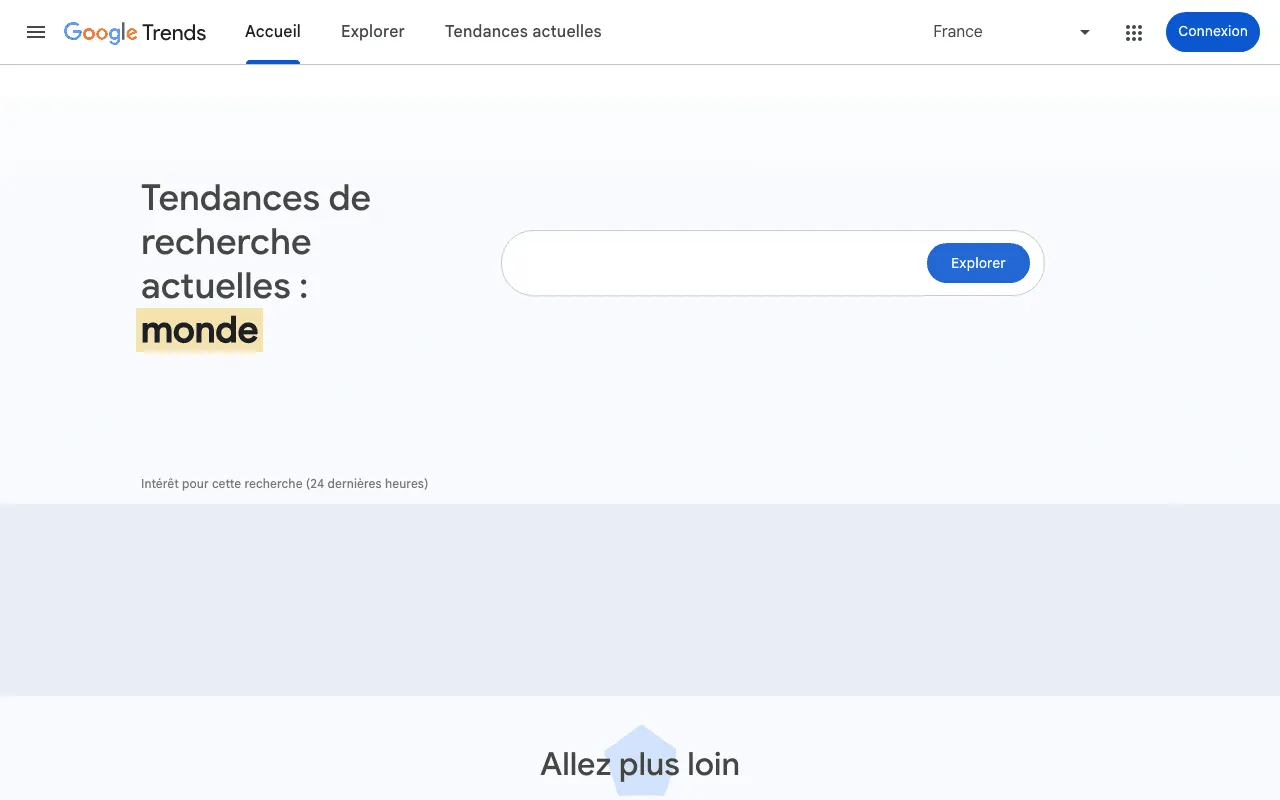 Page d’accueil de Google Trends, où l’on compare l’évolution de plusieurs recherches